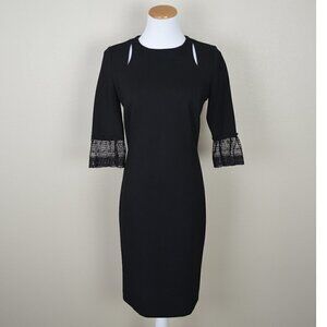 Carlisle New York Lace Bell Sleeve Ponte Sheath Dress